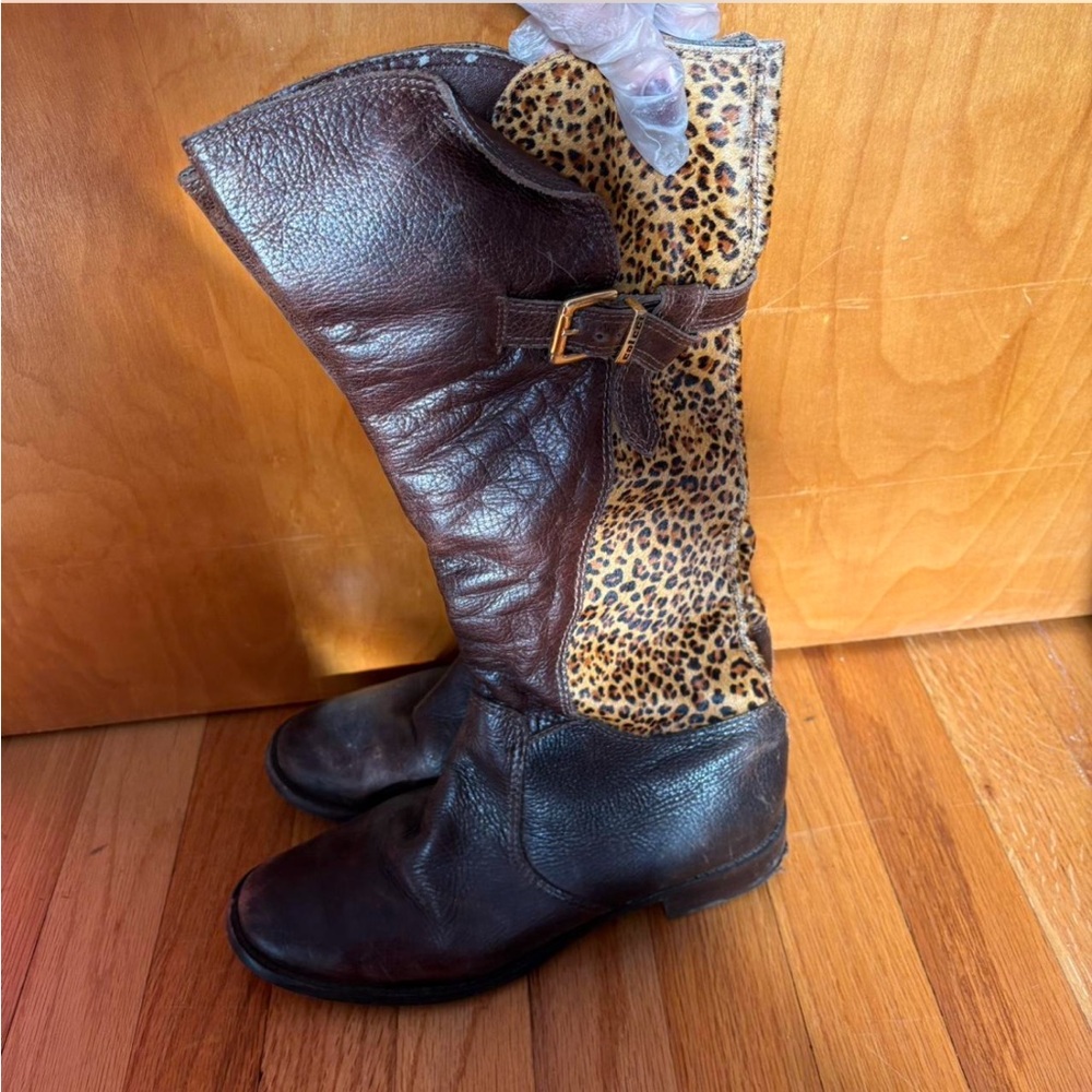 American Vintage Brown and Leopard Over the Knee Boots
